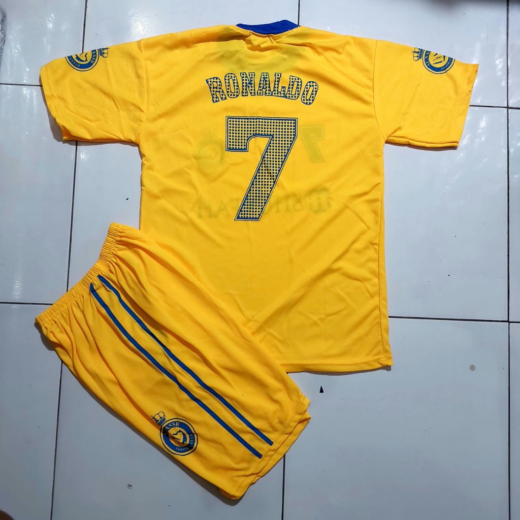 setelan baju bola ronaldo al nasrr shurfah usia 5-12thn bisa sablon nama