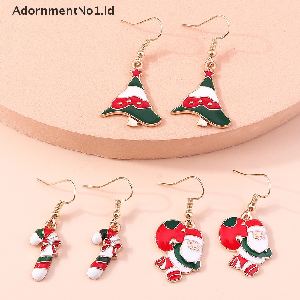 [AdornmentNo1] 1pasang Desain Baru Trendi Anting Natal Xmas Tree Elk Snowman Santa Claus Menjuntai Anting Perhiasan Stud Earrings Hadiah Natal Untuk Wanita Perempuan [ID]