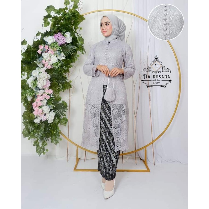 Kebaya Brukat Setelan Tunik Brukat Busui Kancing Depan Setelan Kebaya Brukat Kancing Seribu Baju Wis