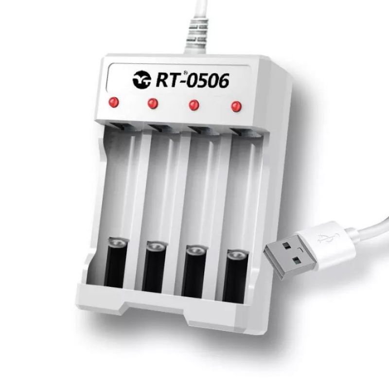 Charger Baterai USB Plug 4 Slot For AA/AAA