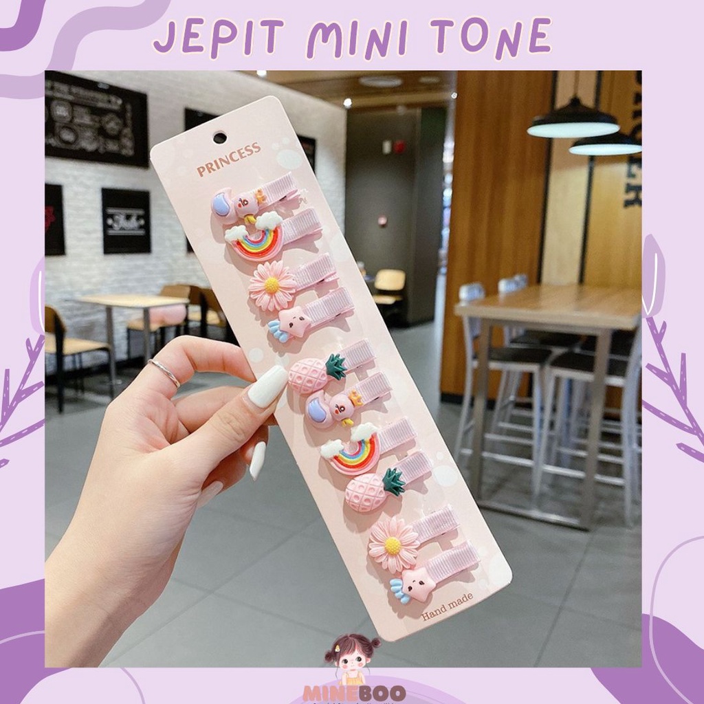 mineboo -  JEPIT RAMBUT MINI TONE 10PCS / Set Jepitan Rambut Anak Icon Karakter Import / Jepit Rambut Anak Karet Motif Karakter