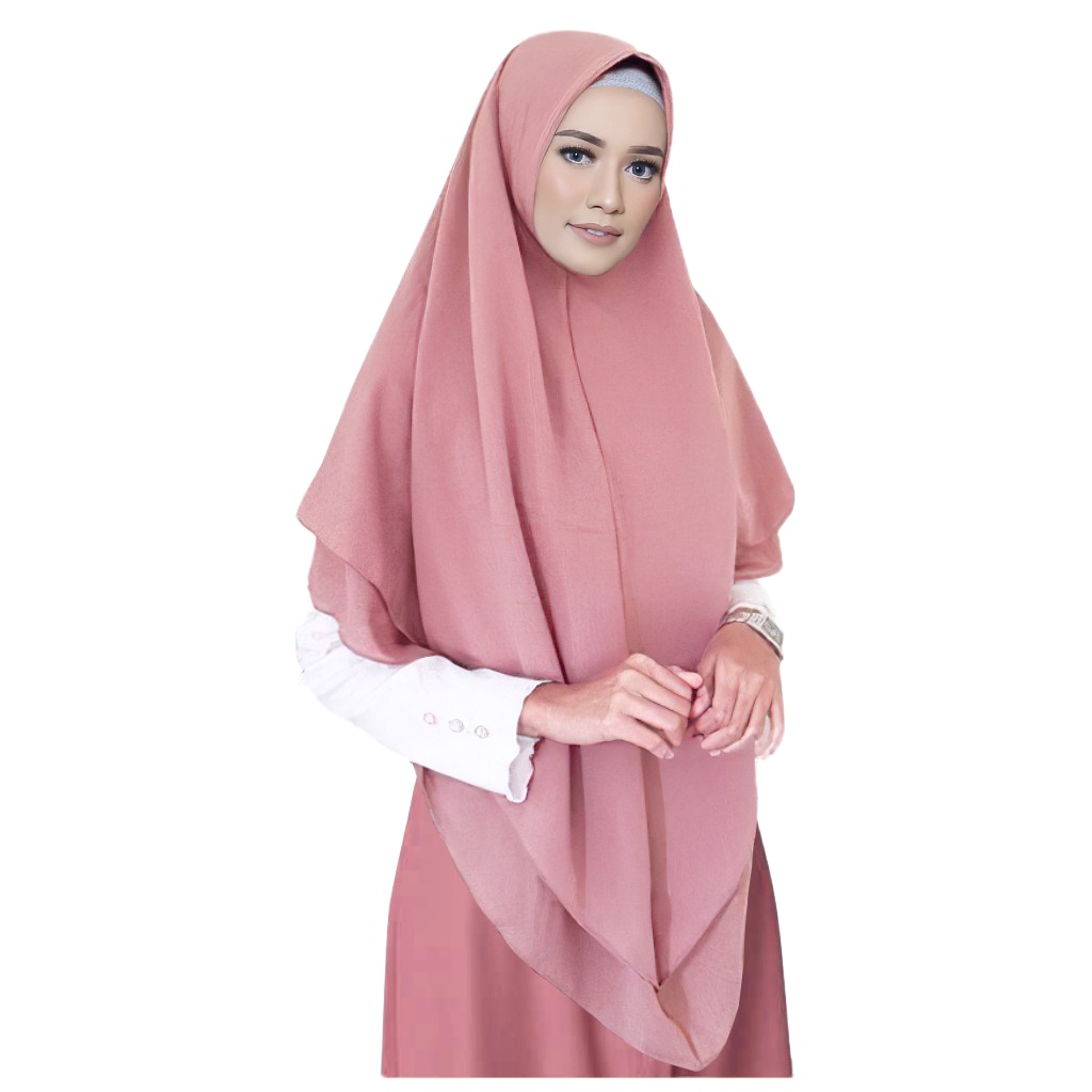 khimar segi empat instan 2layer