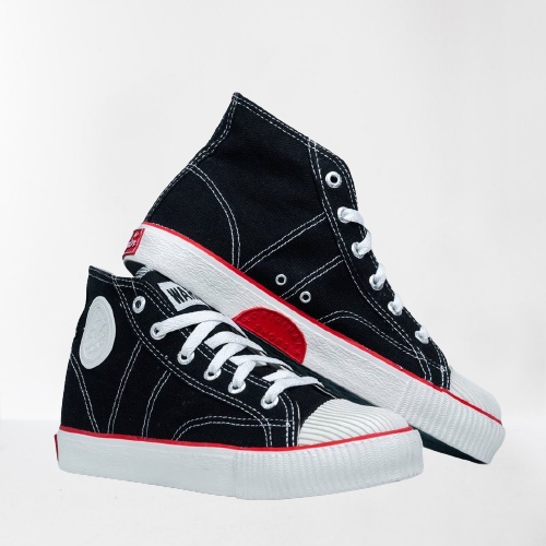 Sepatu Warrior Classic Hitam Putih HC - Sepatu Sekolah Warrior Tinggi