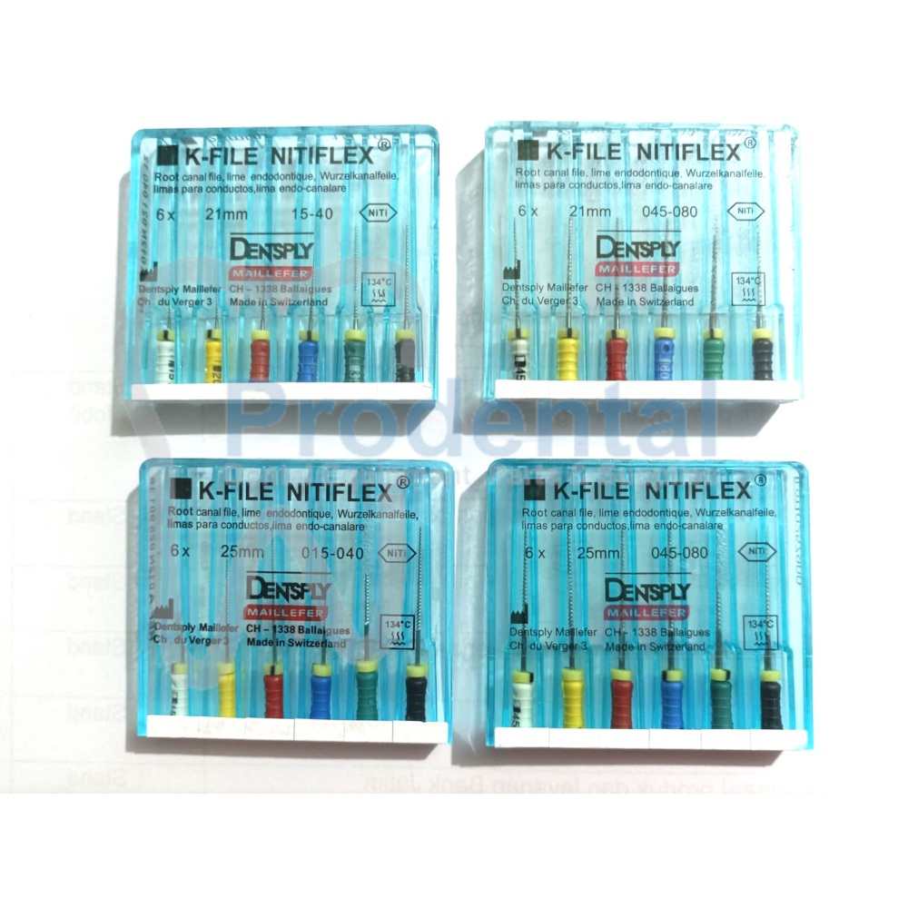 Dental kfile Niti Nitiflex k-file niti dentsply file endo endodontic files jarum endo 21mm 25mm 15-40 45-80