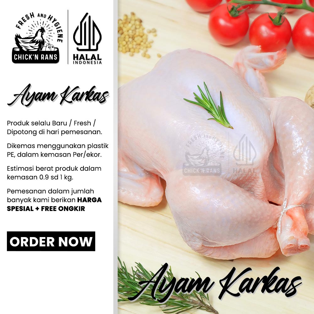 

Ayam Karkas Broiler Utuh 09 sd 1kg - Fresh/Frozen