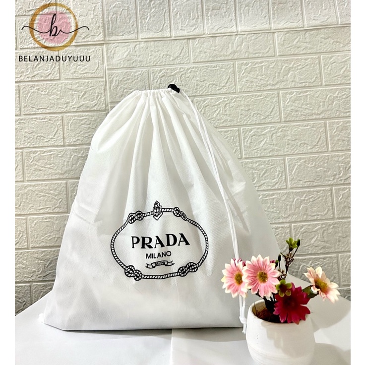 Dustbag Prada ( READY STOCK JKT) Pengganti Sarung Tas Pelindung Debu Serut Dust Bag DB Branded