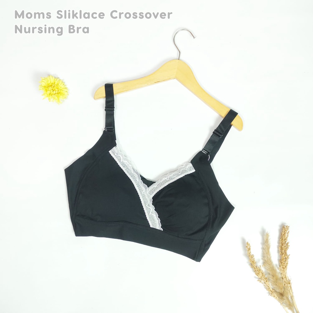 Bra Momz Silk Lace Crossover Nursing Bra - Bra Hamil &amp; Menyusui