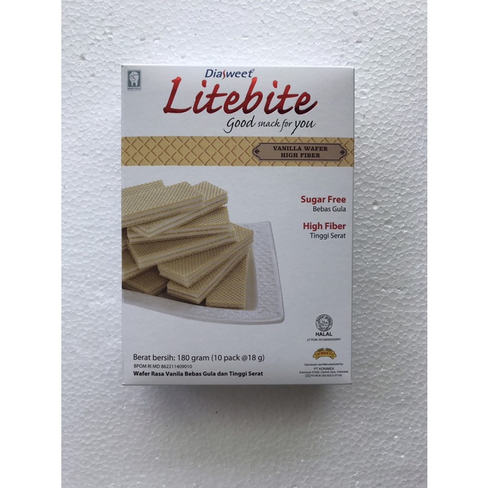 

[BISA COD] Diasweet LiteBite Lite Bite wafer vanilla tanpa gula cemilan sehat