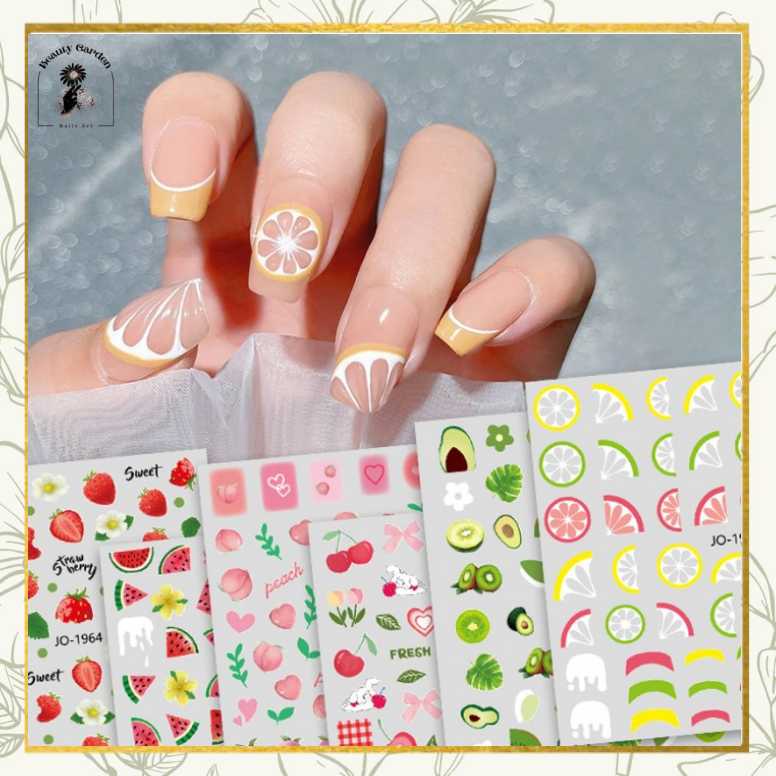 [ COD ] Stiker Kuku 3D Motif Bunga daun/Motif Buah/Hiasan Stiker Kuku Kutek Nail Art