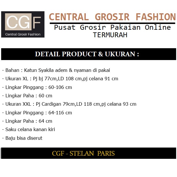 NEW ARRIVAL!! CGF 8587-9045 STELAN PARIS Baju Stelan Fashion Wanita Model Terbaru,Terkini,Termurah &amp; Terlaris
