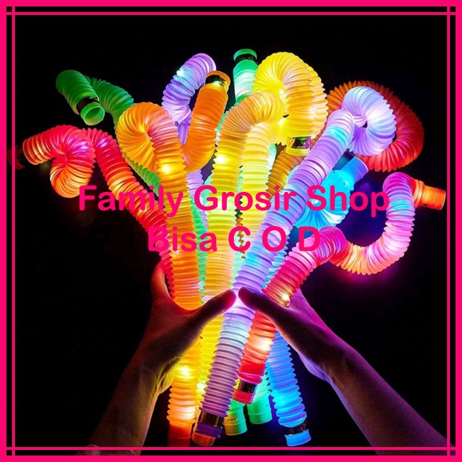 Mainan Anak Viral Light up pop tubes pop pipes lampu stick pipa selang fidget toy