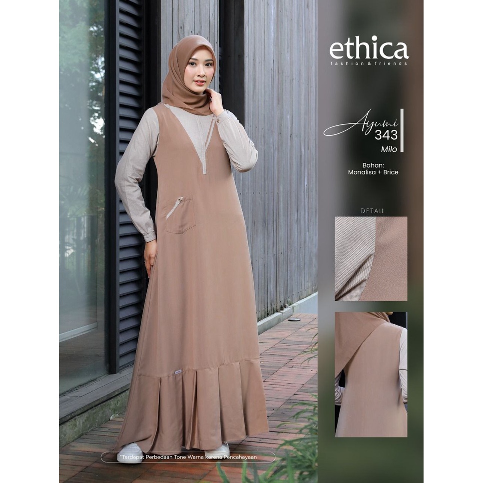 AYUMI 343 MILO BY ETHICA BAHAN MONALISA + BBY BAJU BUSANA MUSLIM WANITA GAMIS HARIAN RAMADHAN LEBARA