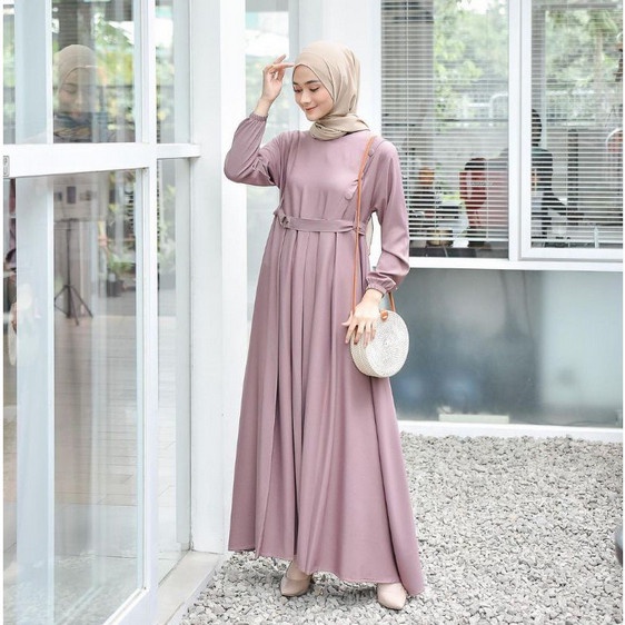 PROMO GAMIS PUTIH MURAH REMAJA WANITA MUSLIM KEKINIAN SYARI POLOS MAHYA DRES - PUTIH TERMURAH TERLAR