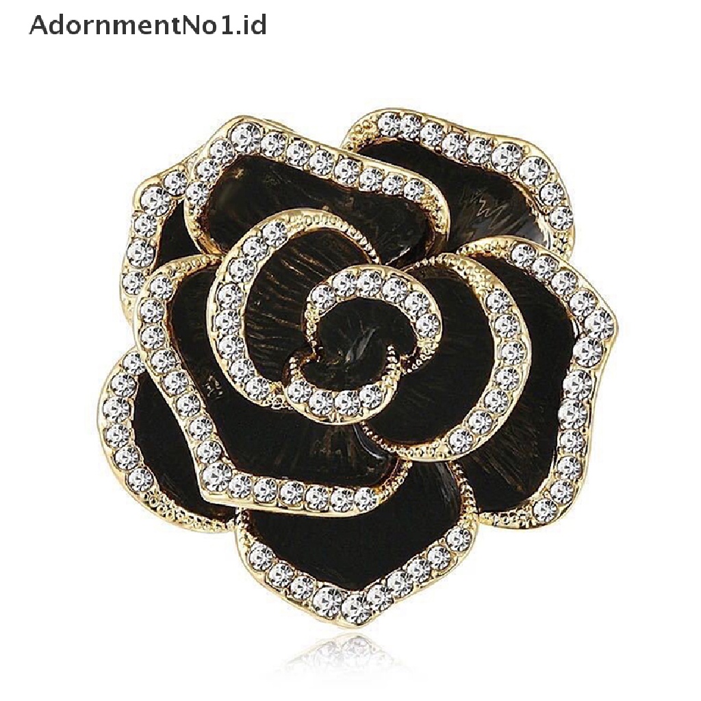 [AdornmentNo1] 1pc Bros Bunga Camelia Berlian Imitasi Untuk Wanita Enamel Pin Fashion Perhiasan [ID]