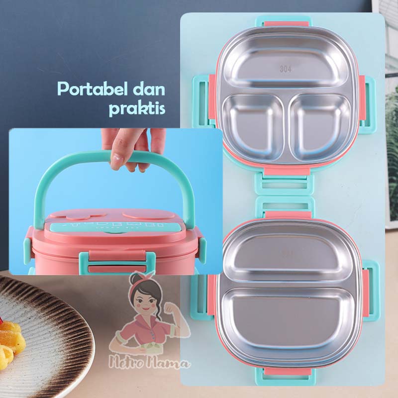 Kotak Makan Anak sekolah LUNCH BOX SET STAINLESS STEEL 304 Ada Kotak