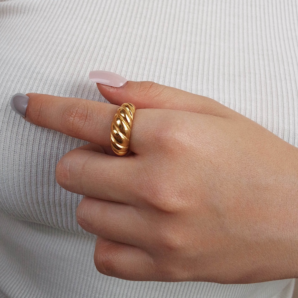 (CINCIN ANTI KARAT) CROISSANT RING - STAINLESS STEEL