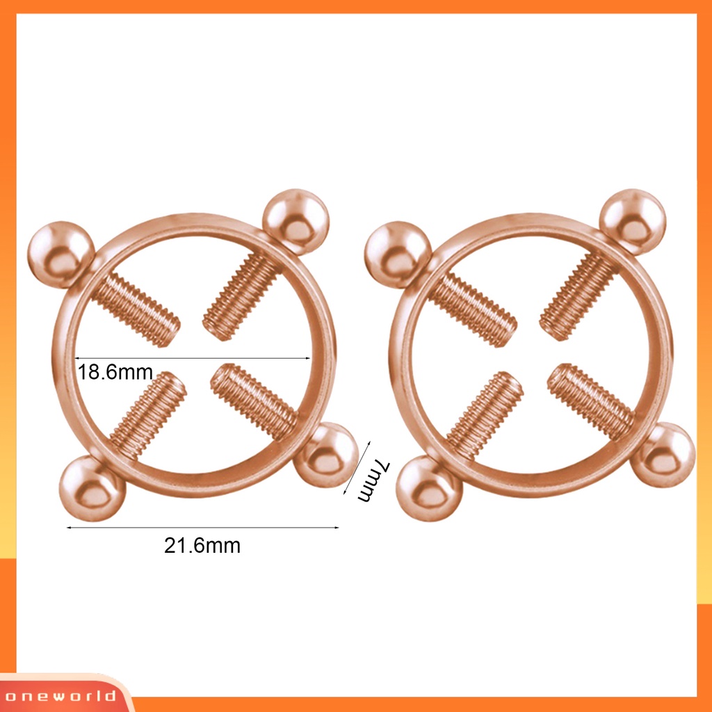 [oneworld] 2pcs/set Penjepit Puting Sexy Adjustable Fake Piercing Ring Erotis Bdsm Alat Penyedot Puting Untuk Wanita