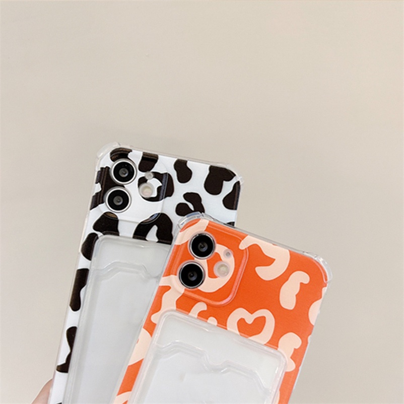 Leopard Print Phone Case for iPhone 14 13 12 11 Pro Max Se 2020 X XR Xs Max 7 8 Plus Card Slot Card Holder Storage Silicone soft Case Shock Absorption Soft TPU Back Cover