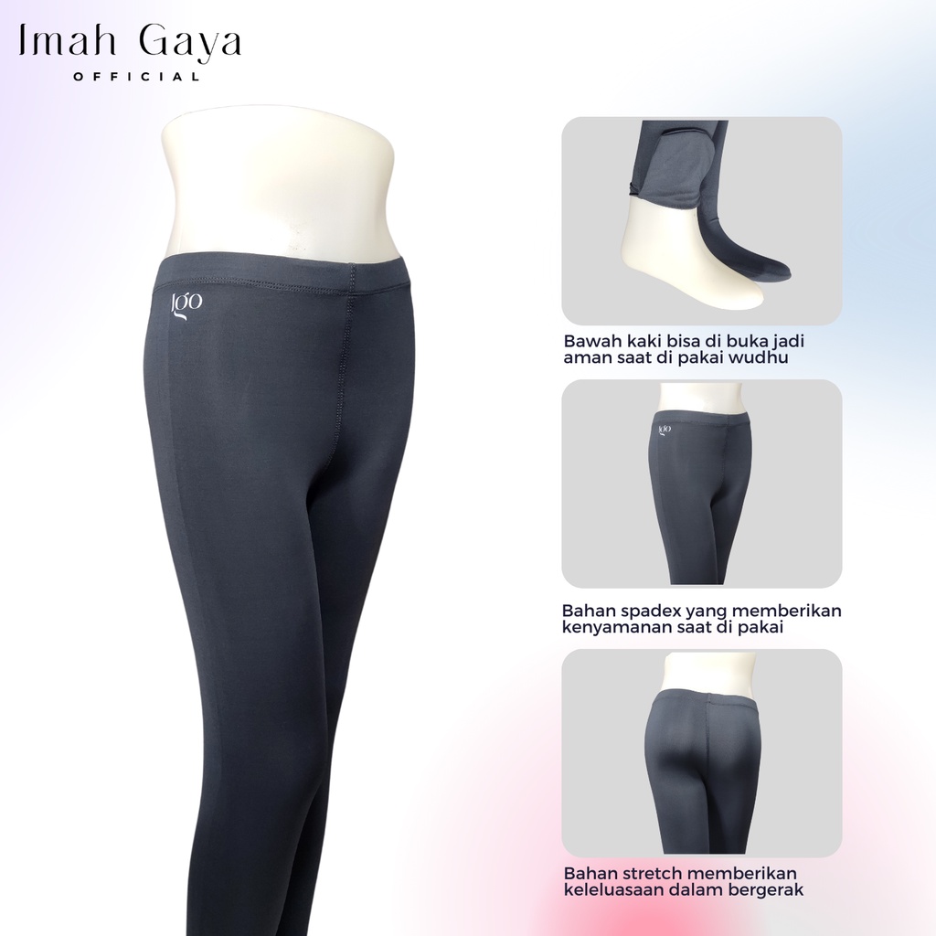 Imah Gaya Legging Wudhu Wanita Dewasa Standar Polos Spandek Celana Legging Wudhu