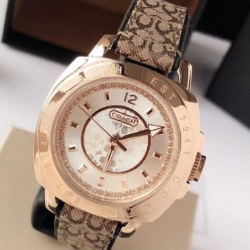 Original Coach Canvas With Cowhide Strap Ladys Quartz Watch