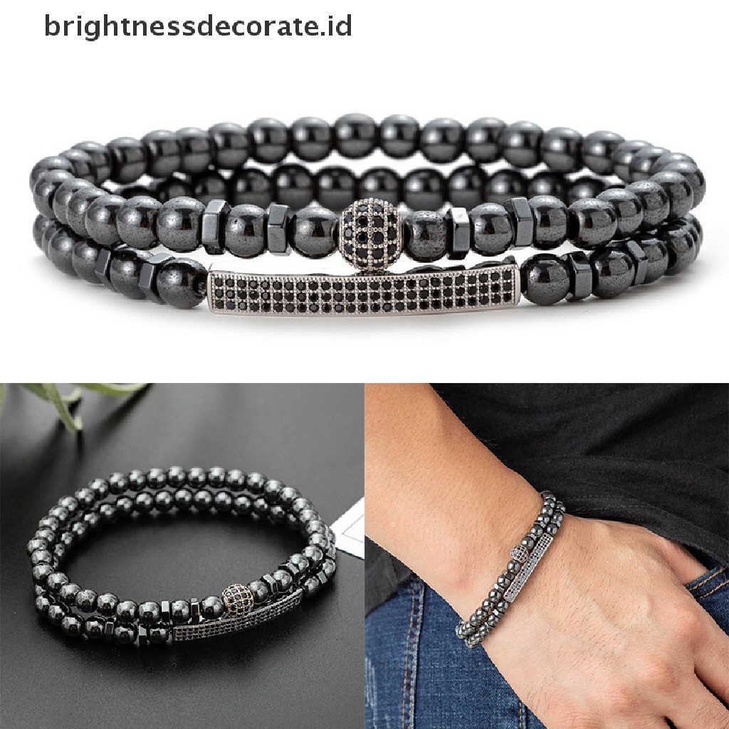 [Birth] Gelang Manik Batu Hematite Magnetik Perawatan Kesehatan Magnet Pria Perhiasan Hadiah [ID]