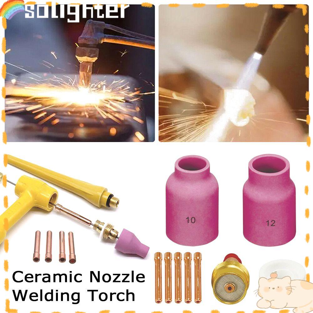 Solighter 10pcs Nozzle Keramik 57N75 57N74 53N88 53N87 Torch Tip Nozzle Perisai Cup WP17 /18 /26