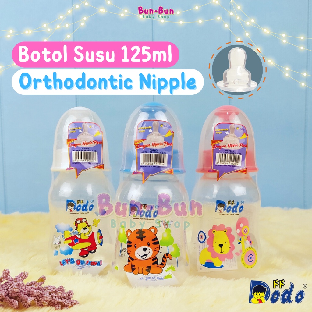 DODO Botol Susu Bayi 125ml ORTHODONTIC Nipple Gepeng Bottle Baby New Born Perlengkapan Baru Lahir Newborn BPA FREE Peralatan Makan MPASI Bunbunbabyshop