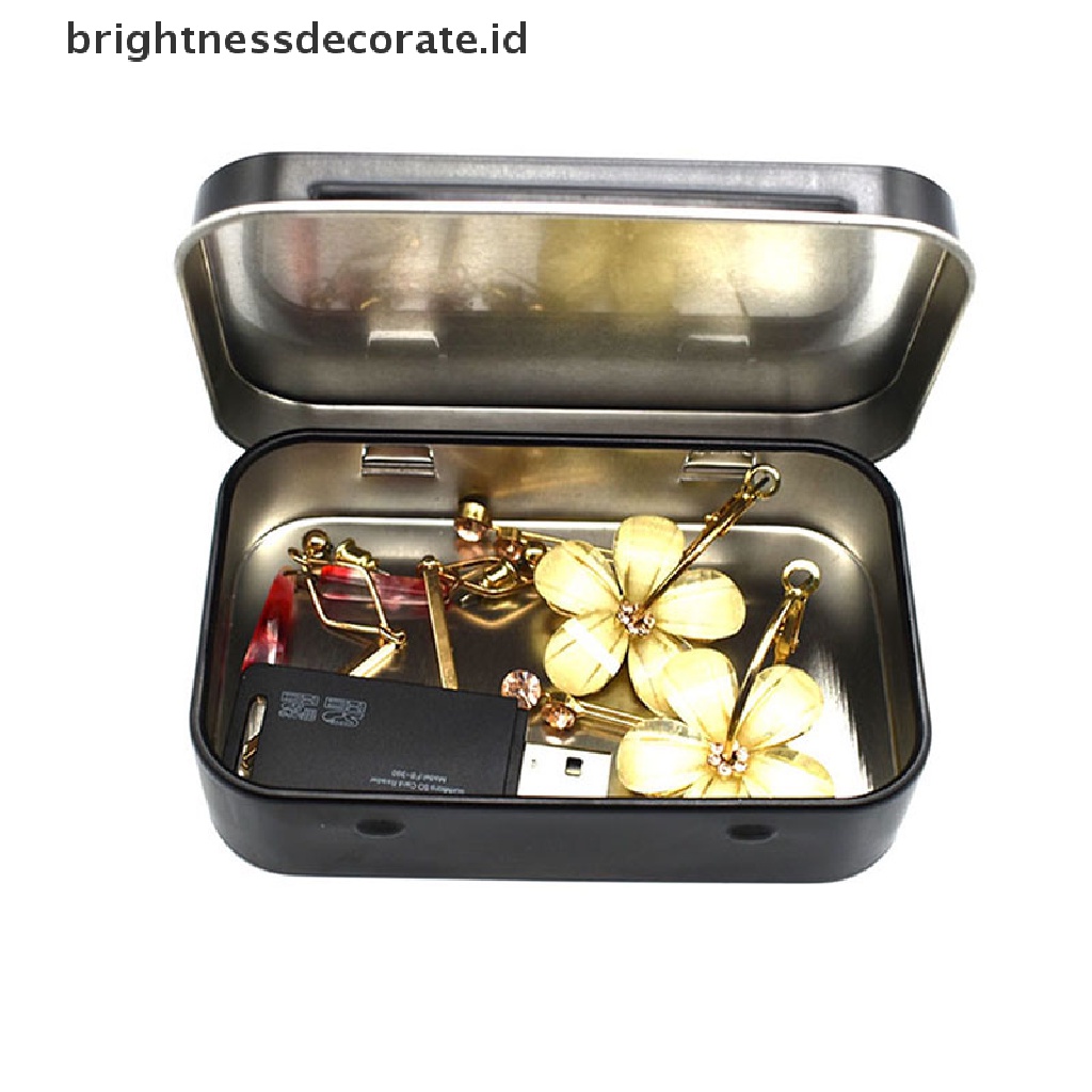 [Birth] Survival Kit Case Kotak Penyimpanan Flip Kecil Kosong Metal Silver Hitam Untuk Permen Kunci [ID]