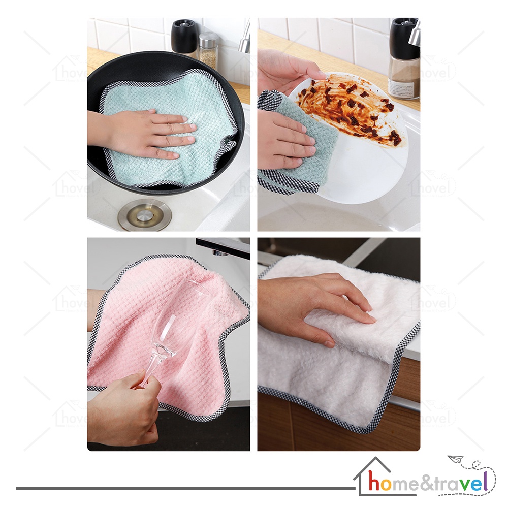 HOVELSHOP Lap Kain Tangan Microfiber Serbet Piring Gelas Dapur Multifungsi