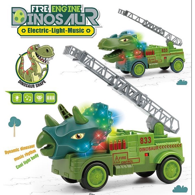 MAINAN ANAK MOBIL DINOSAURUS FIRE ENGINE DINO LAMPU SUARA MUSIC KADO