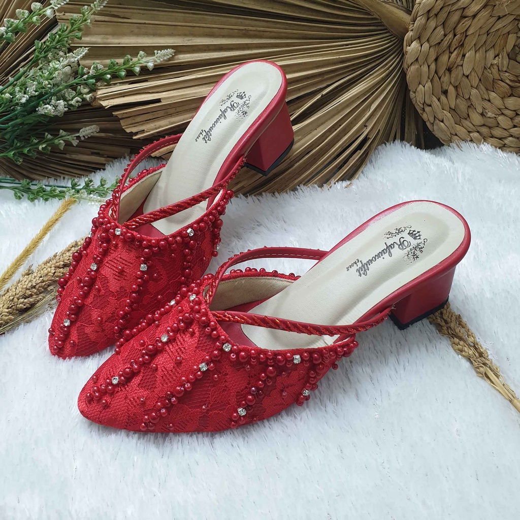 Sepatu wedding pesta cantik mesika merah cabe 5cm tahu