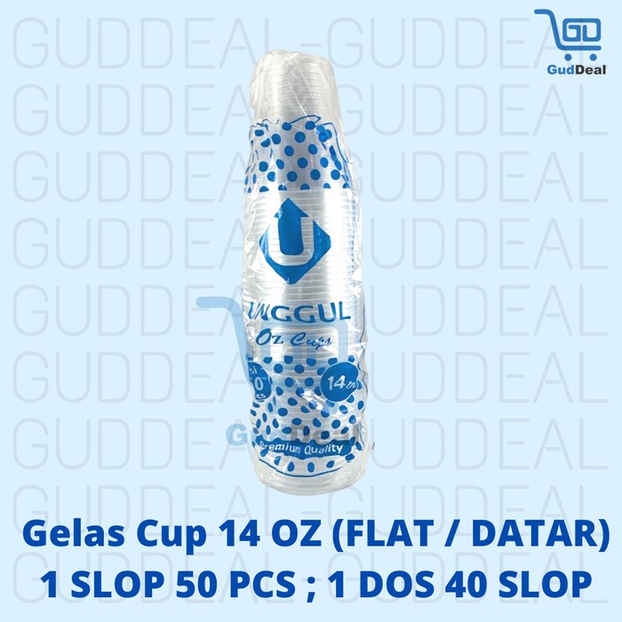%%%%] Gelas Plastik 14oz Flat Datar-Gelas Plastik Cup 10oz,12oz,16oz @50pcs