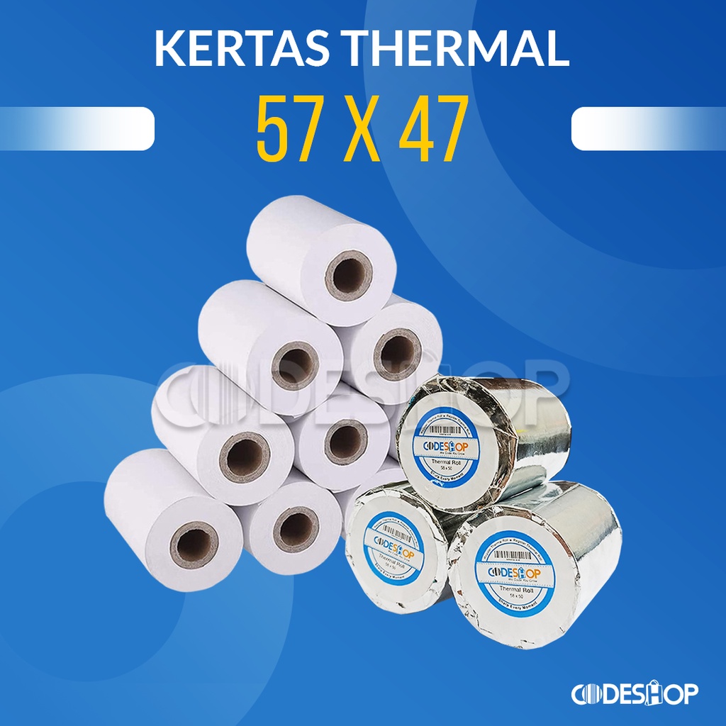 Kertas Thermal Codeshop Ukuran 57x47 mm Isi 10 Roll