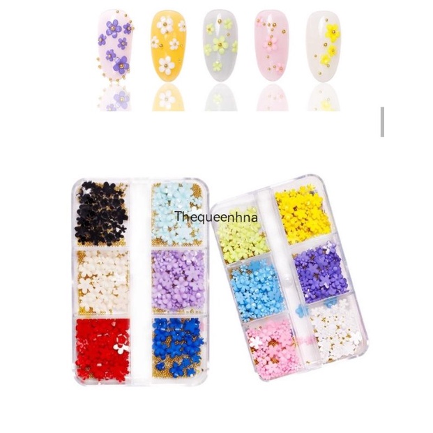 1 Set 6 Sekat Ornamen Dekorasi Kutek Bunga Hiasan Kuku Bahan Resin Nail Art Jewelry Nail Art Resin Flower