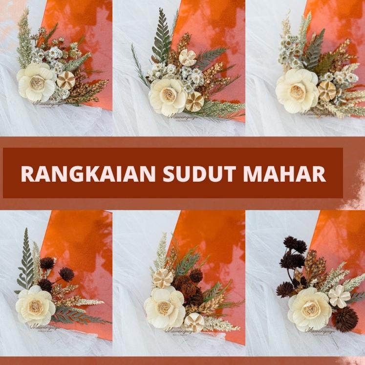 ♠  BUNGA SUDUT | BUNGA MAHAR | RANGKAIAN BUNGA KERING | HIASAN MAHAR