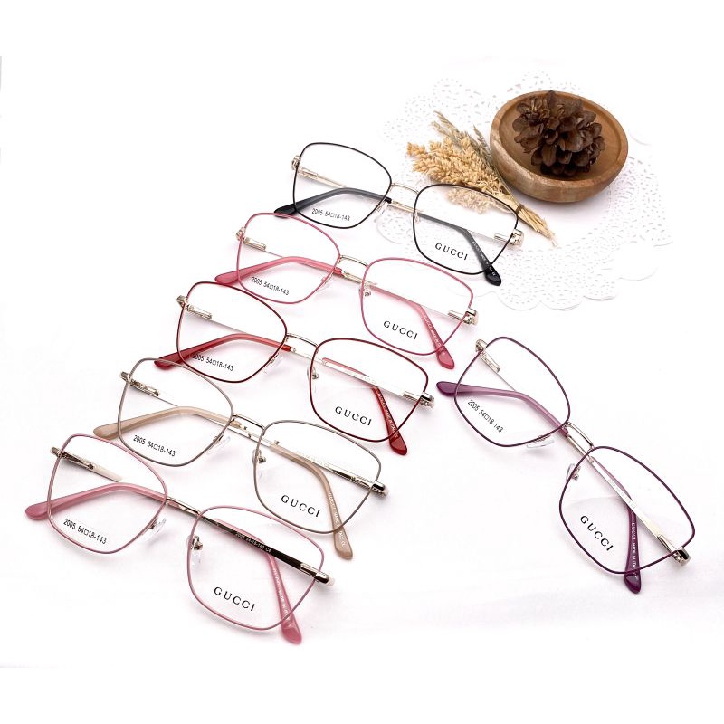 frame kacamata kotak cat eye bahan besi wanita 2005