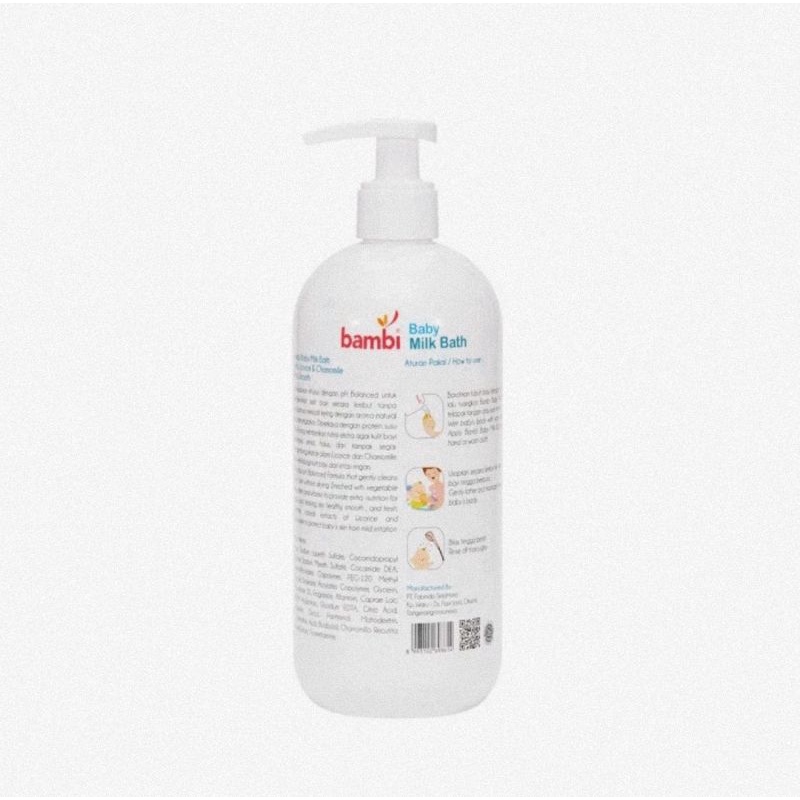 Bambi Baby Milk Bath Pump 500 ml - Sabun Mandi Bayi