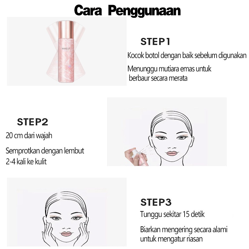 Spray make up untuk tahan lama Setting spray makeup Glow setting spray 120ml Pengontrol minyak yang tahan lama, tahan air, anti-keringat, air pelembab tanpa riasan, dengan cepat memperbaiki riasan