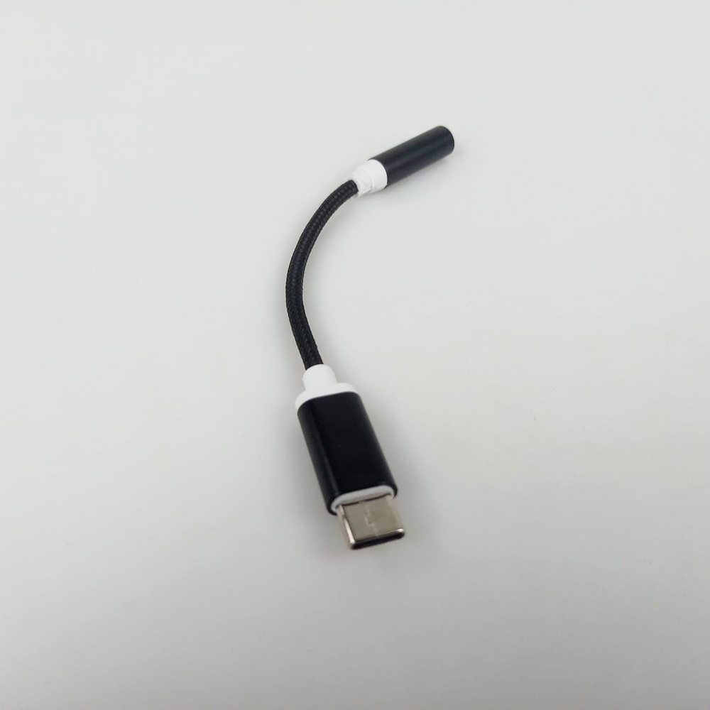 Kabel Adaptor USB Type C ke 3.5mm Audio Port Braided - PJ1645-01 - Black