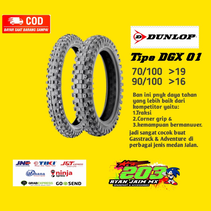 BAN LUAR MOTOR TRIAL TRAIL DUNLOP DGX 01 RING 16 19 gtx modifikasi