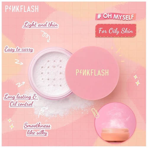 galerybeautysemarang  PINKFLASH Lasting Matte Setting Loose Powder | Bedak Tabur Pink Flash BPOM PF-F06