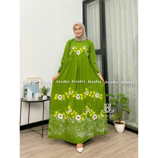 GAMIS TWILL LUKIS TERBARU KAIN ADEM DAN TEBAL DRESS DAILY KEKINIAN FASHION WANITA GAMIS RAYON ORI CANDIMEKAR MALAMAN