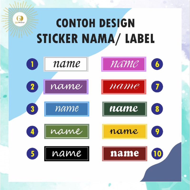 

Custom Sticker Nama/ Label Motif Colour | Cetak Stiker Label Nama/ Label | FREE CUTTING #Style3