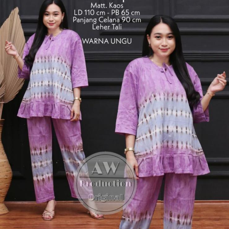 Super Hadiah SETELAN KAOS JUMBO PIYAMA BAJU TIDUR ONE SET TIEDYE BALI KEKINIAN OUTFIT WANITA TERMURA