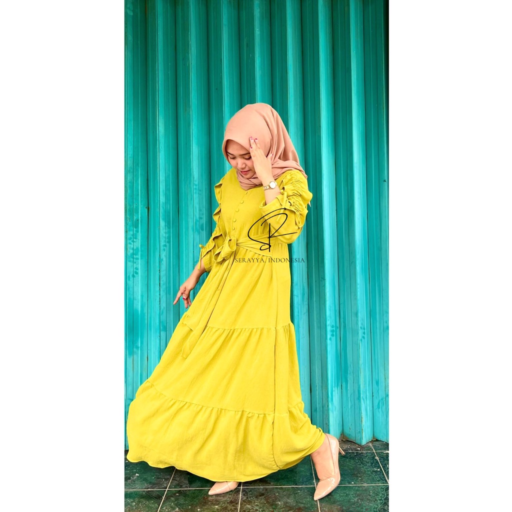 AUDREY DRESS/DRESS PESTA CRINKLE AIRFLOW/GAMIS LEBARAN 2023/GAMIS KEKINIAN/DRESS WANITA SERUT KEKINI