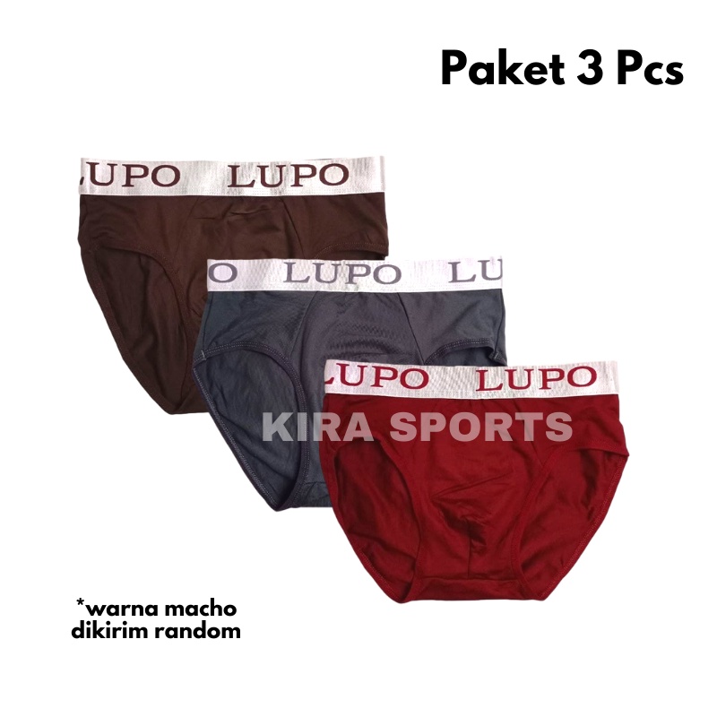 3pcs CD Brief Celana Dalam Boxer Pria Lupo Kualitas Export Big Size BXKS002