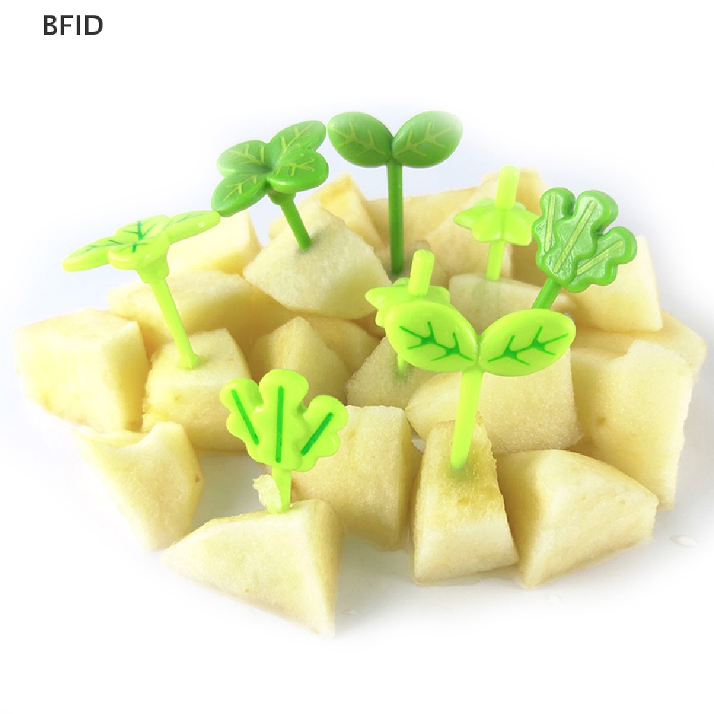 [BFID] 8pcs Garpu Buah Tusuk Gigi Daun Kotak Makan Bento Salad Tiny Fork Cake Untuk Anak [ID]