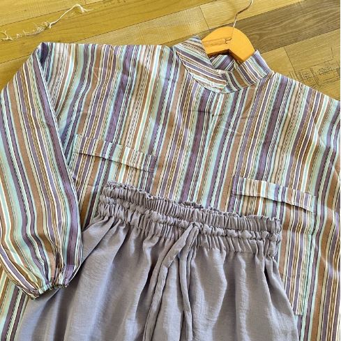 ONE SET KEMEJA OVERSIZE / SET APRILIA CANDY SIERRA STRIPE WANITA