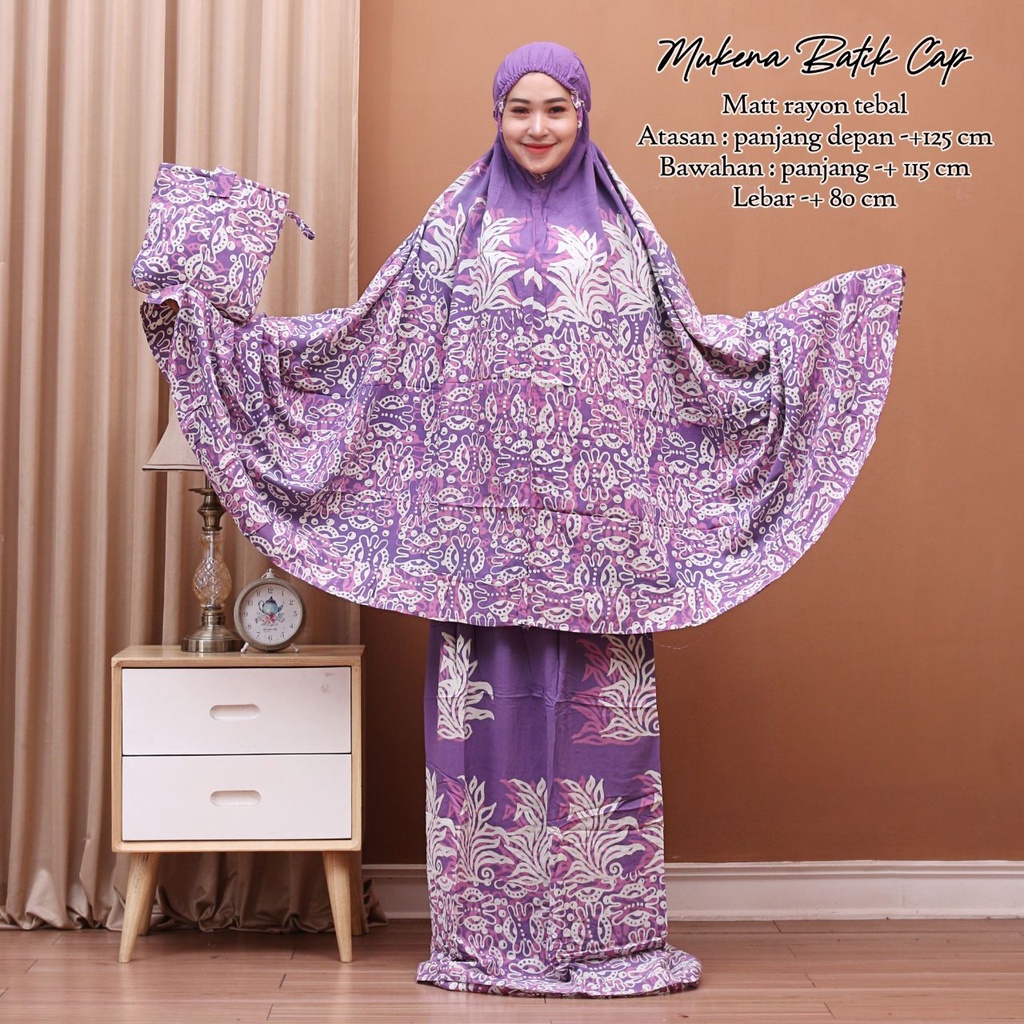 READY MUKENA BATIK CAP JUMBO Pekalongan FREE TAS