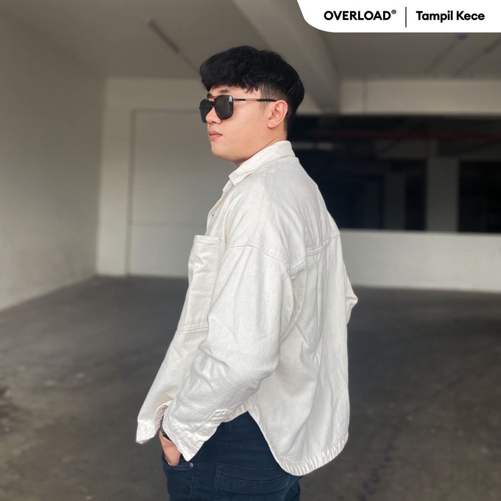 JINISO Pria Button Jaket Jeans Oversize Khaki